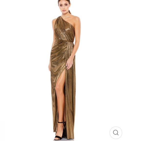 Mac Duggal Dresses & Skirts - NWT Mac Duggal 26537 Metallic Gold Draped One Shoulder Grecian Dress, Size 10